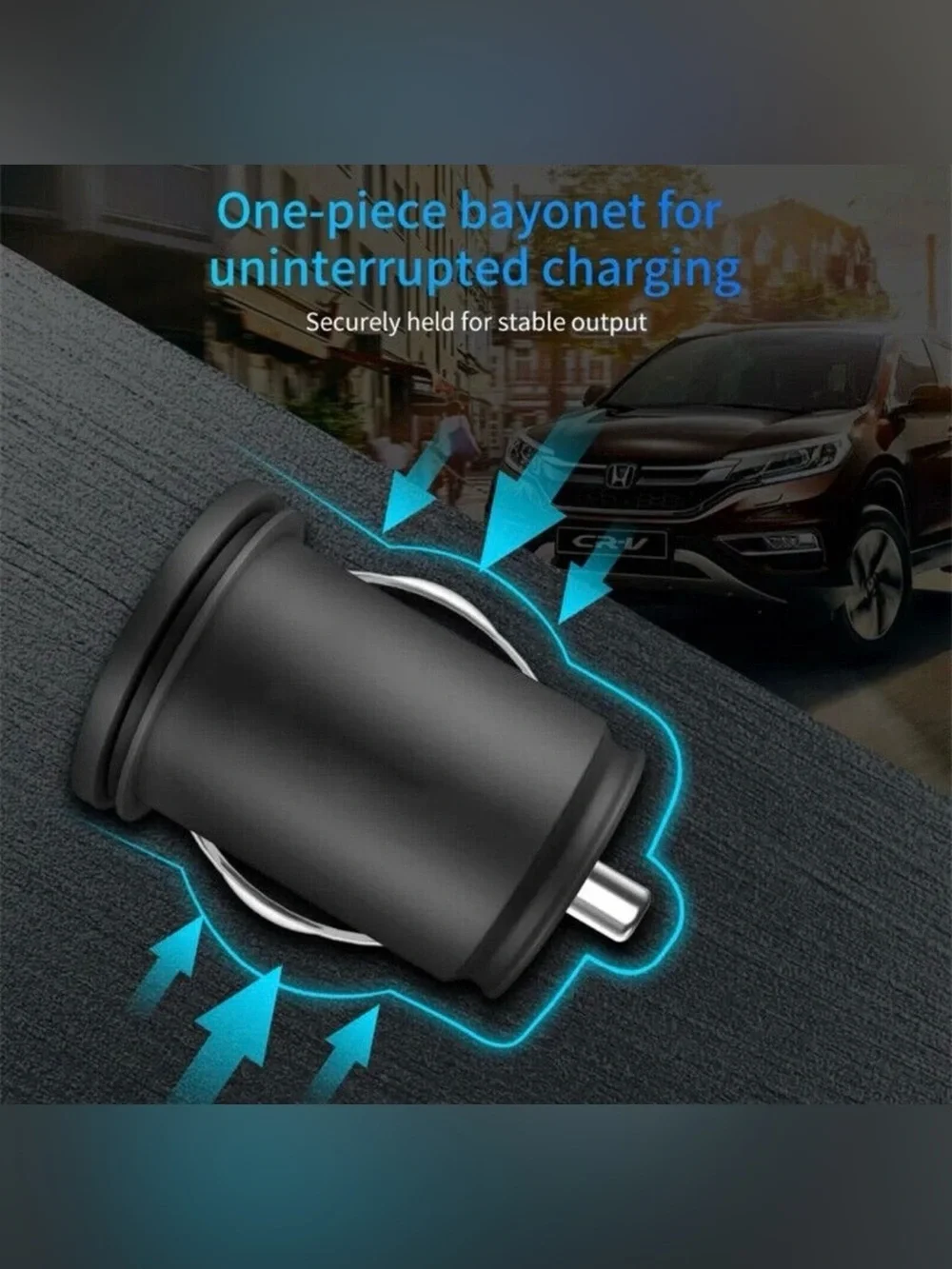Pull Ring Aluminum Alloy Dual Port USB-C/USB-A PD QC3.0 Car Charger 12V-24V